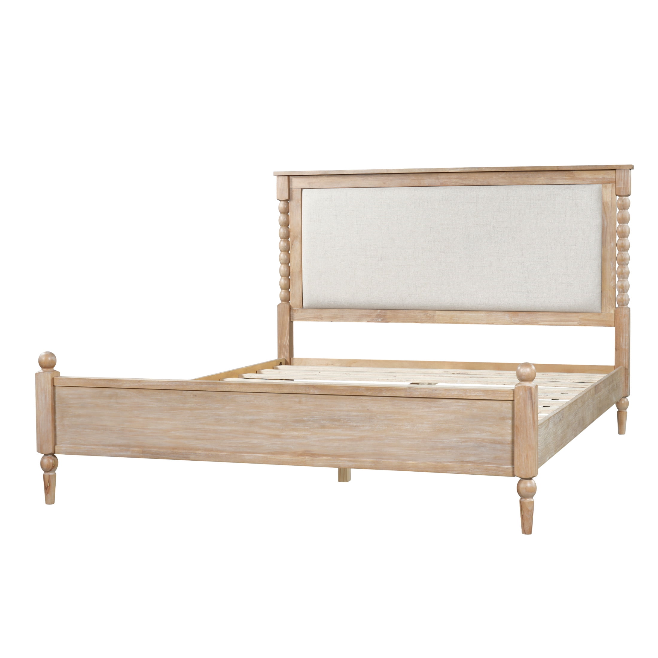 Christopher Knight Home Traditional Wood Bed Frame with Spindle Upholstered Headboard, Queen Size, Natural
