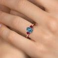 thumbnail image 4 of Gem Stone King 2.00 Ct Oval London Blue Topaz Red Created Ruby 18K Rose Gold Plated Silver Ring, 4 of 6