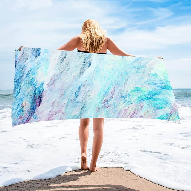 Beach Towel Bath Towel, Flowing Gold Series, Large Rectangular Fiber Towel, 75x150cm, Soft and Absorbent, Machine Washable, Versatile for Beach or Home Use