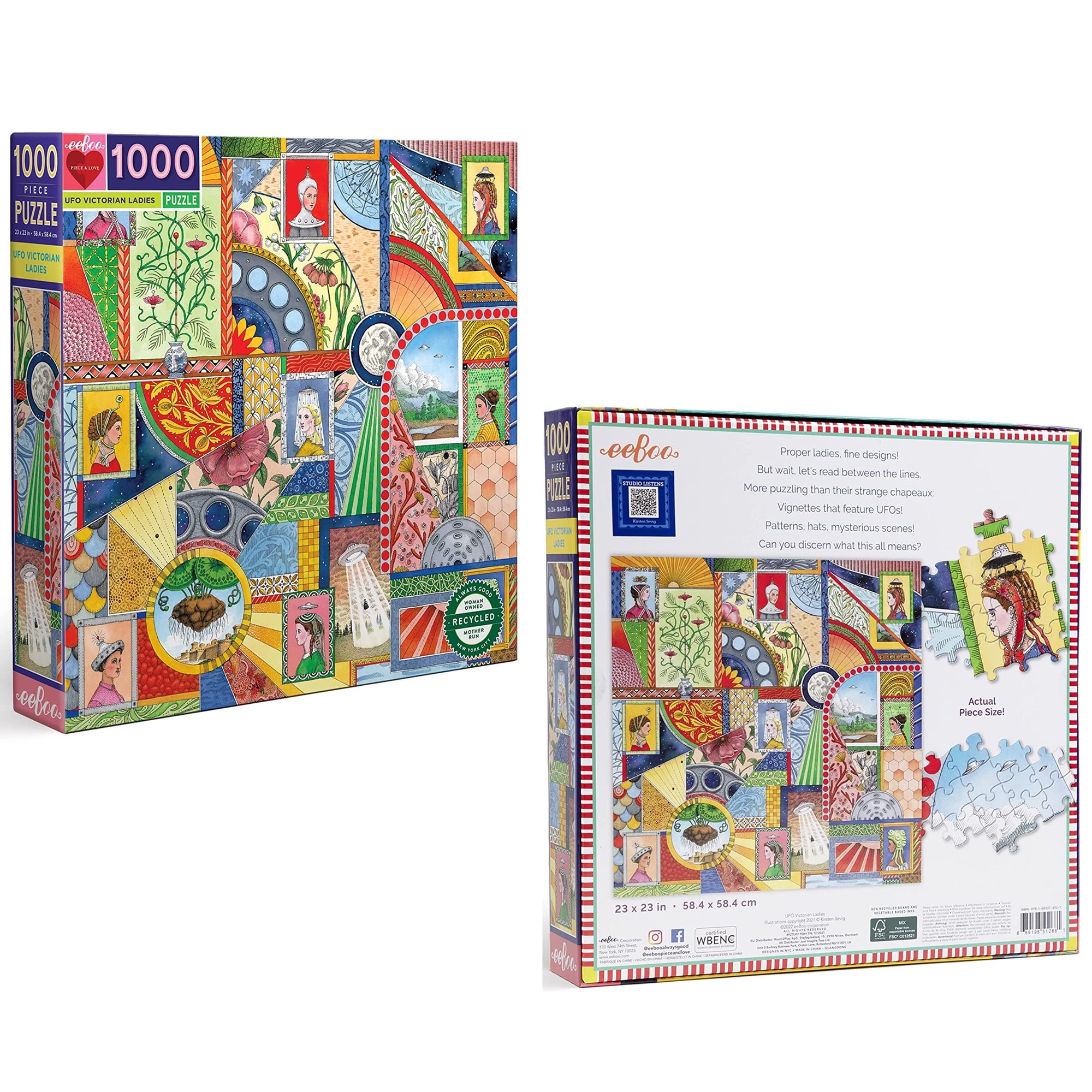 Eeboo 1000 Piece Puzzle for Adults or Kids, Colorful Design Jigsaw Puzzles