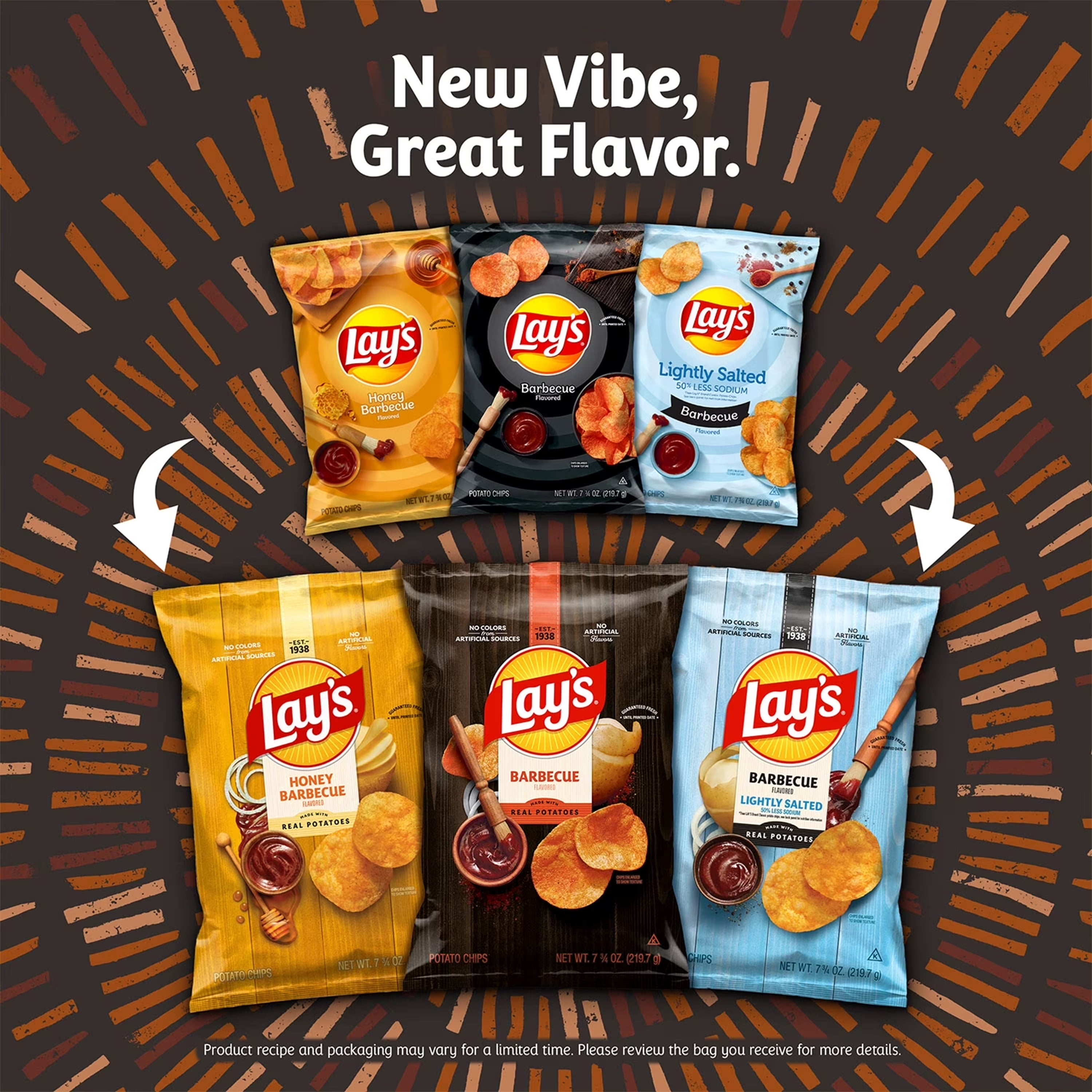 Lay's Barbecue Flavored Potato Chips Snacks Multipack, 1 oz Bags, 40 Count