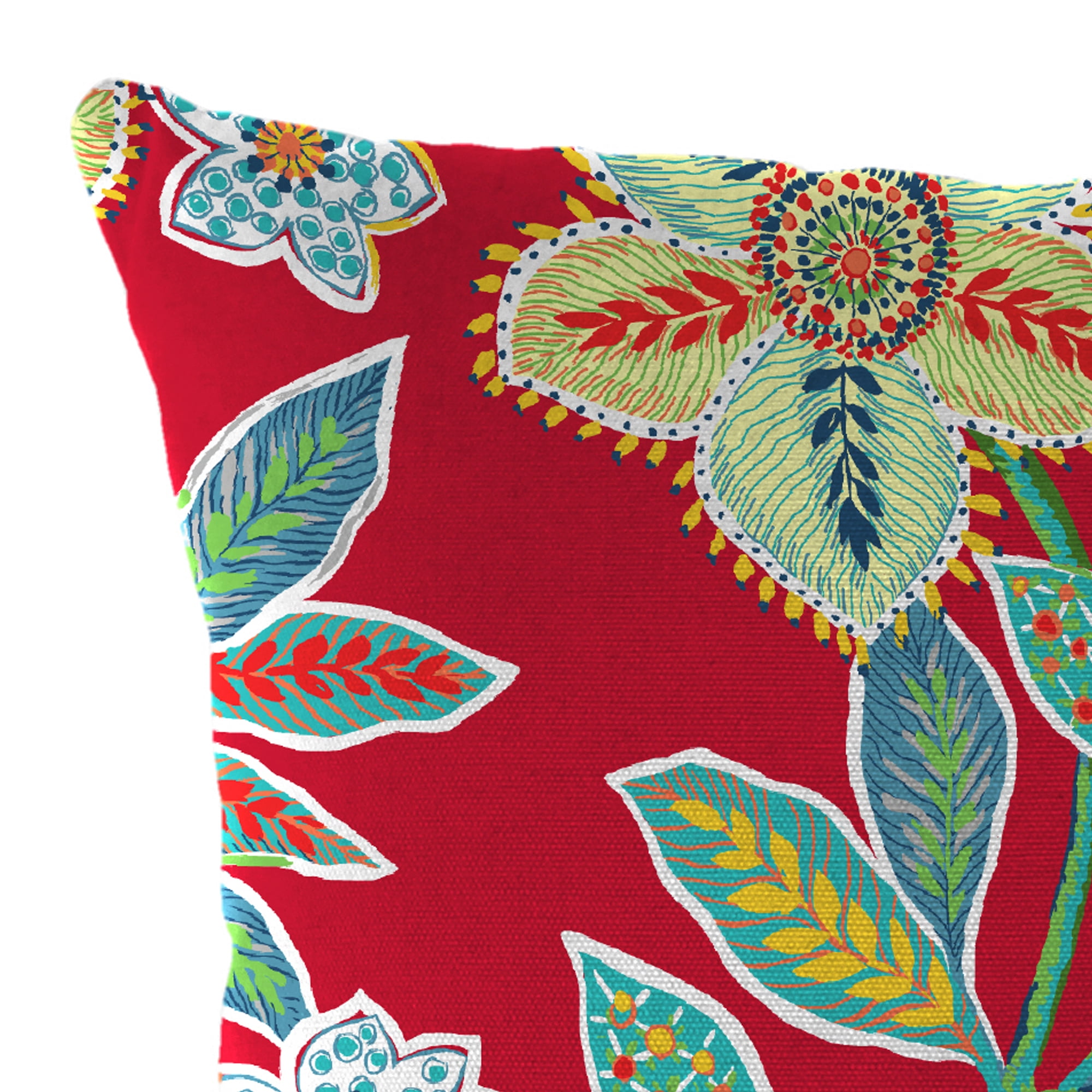 Jordan Manufacturing 18" x 18" Leathra Red Floral Square Outdoor Throw Pillow (2 Pack)