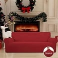 thumbnail image 2 of Stretch Oversized Sofa Slipcover 1-Piece Sofa Cover Furniture Protector Couch Soft with Elastic Bottom for Kids, Polyester Spandex Jacquard Fabric Small Checks Christmas Red, 2 of 8