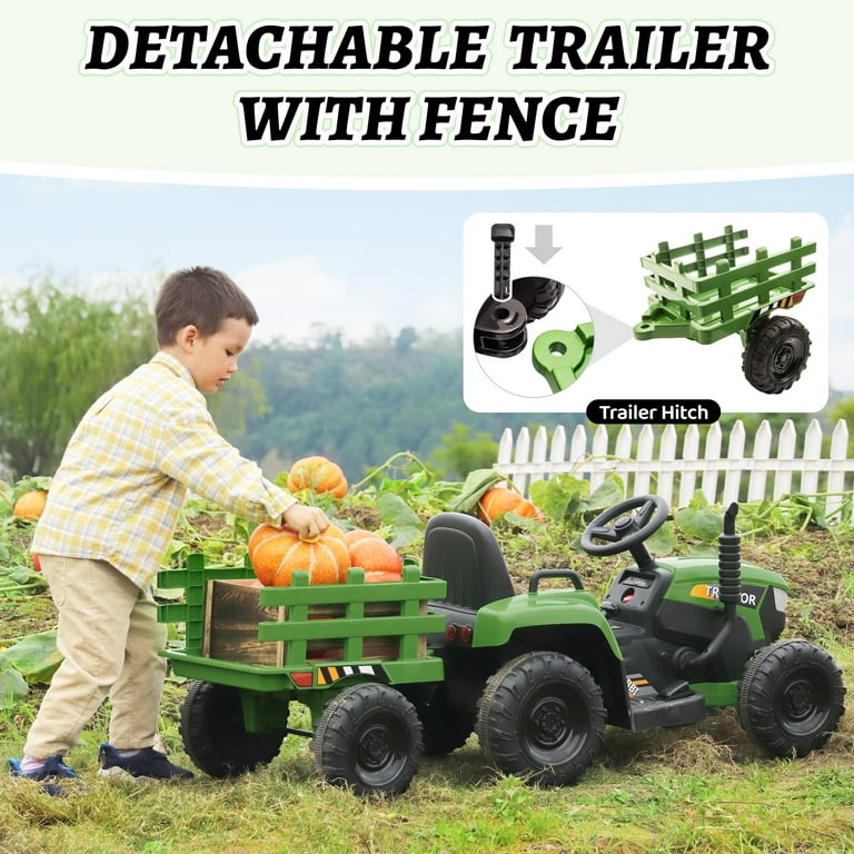 Amazon Fire Tablet Kids 12V Kids Ride On Tractor With Trailer And