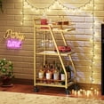 thumbnail image 2 of Bar Cart, 3-Tier Bar Cart for The Home, Home Bar Serving Cart with Glass Holders, Beverage Cart for Kitchen, Dining, Party Room, Gold, 2 of 17