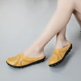 thumbnail image 6 of Anuirheih Slip on Sandals Women,Women's Shoes Solid Color Retro Hollow Out Carved Flat Heel Fashion Comfortable Casual Sandals Slippers(Yellow), 6 of 6