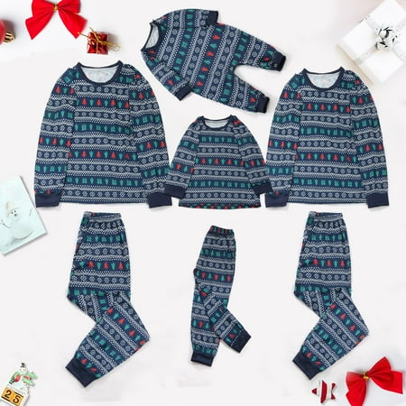 

women Christmas pajamas for family matching outfits son daughter sets soft Blue Christmas Parent Child Outfit Baby Printed Family Matching Pajamas Crawl