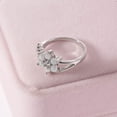 thumbnail image 4 of Mightlink Women Ring Round Cut Shiny Rhinestone Inlaid Geometric Electroplating Decoration Gift Ladies Faux Opal Flower Design Party Ring Jewelry for Dating, 4 of 7