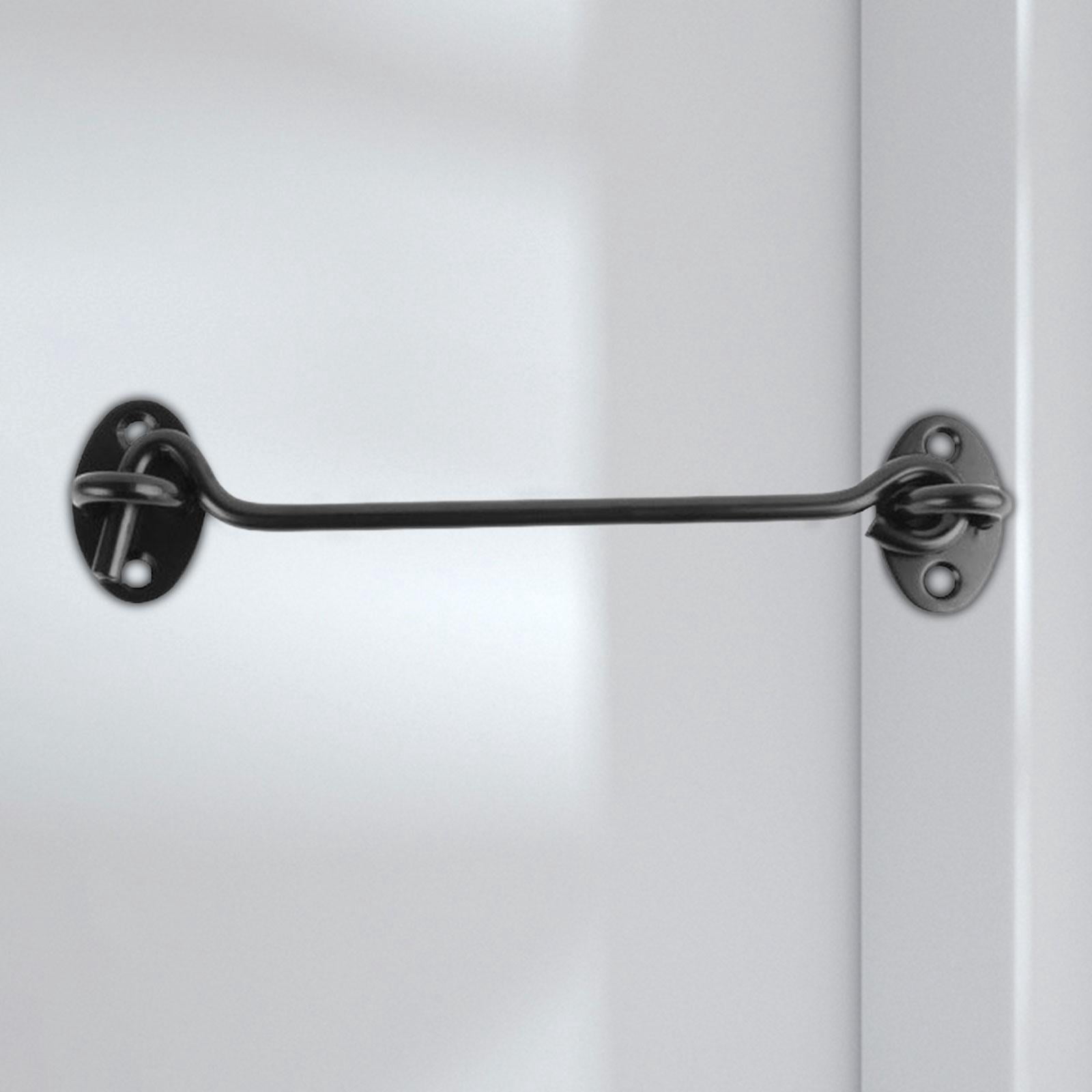 Hook and Eye Latch, Barn Door Latch with Screws,Barn Door Lock latches, Gate Latch Hardware for Shutters, Garage Door, Inside Door, Pocket Doors Black 19x4cm