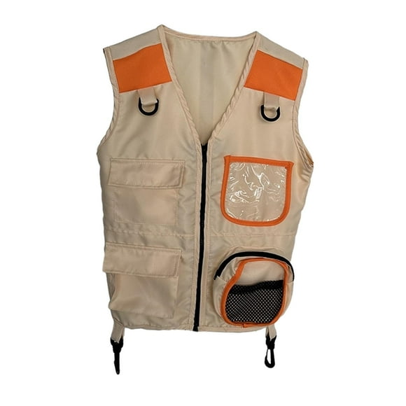 Chaleco de explorador para niños, cosplay, equipo de acampada, educativo, juego de simulación, chaleco de carga naranja