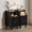 Black, variant on Oxirth 2PC Narrow Nightstand, 11.8" Fluted Bedside Tables with 2 Drawers & Open Shelf, Slim Mid-Century Modern End Table for Bedroom, Living Room, Office – White & Gold Accent