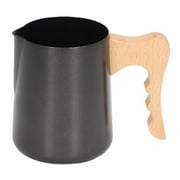 600ml Coffee Pitcher Stainless Steel Beech Handle Eagle Mouth Type Outlet Coffee Frothing Cup Wood Handle