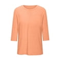 thumbnail image 7 of Yubnlvae Women's Plus-Size 3/4 Sleeve Tops & Blouses Plus Size Tunic Tops for Womenclearance! Solid, Round Neck, Orange, 5Xl, 7 of 7