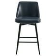 thumbnail image 4 of CHITA 27 inch Counter Height Swivel Bar Stools Low Back Set of 2, Metal Base, Faux Leather in Navy Blue, 4 of 10