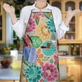 thumbnail image 6 of Pioneer Flower Floral Print Pattern Apron-Garden Aprons for Women with Pockets-Cotton Linen Waterproof Kitchen Cooking Gardening Aprons Adjustable for Kitchen,Cooking,BBQ and Salon 33x27 Inch, 6 of 6