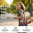 thumbnail image 6 of Kuiaobaty Rugby Print Kids Backpack for Boys Girls Ice Cream Print Bookbag Daypack with Cup Holder 17 Inch School Backpack for School, Brown, 6 of 7