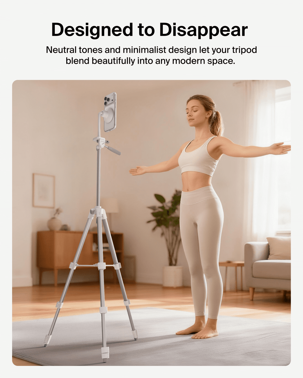 Stage Tripod for iPhone, Android, Camera, Lightweight Travel Stand with Sand Finish, Sturdy Portable Design for Video Recording, Photography, YouTube, Vlogging and Content Creation