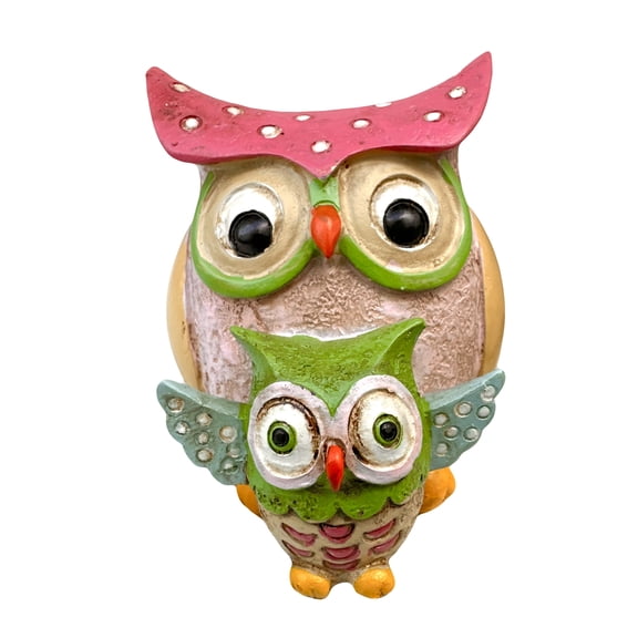 Decorative Rustic Alpine Owls - Mother & Yellow Baby