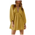 thumbnail image 1 of TJAZFJPA Robes de Plage pour Femmes Femmes Aguichant à Manches Longues à Col en V Robe à Taille Décontractée Ample Fluide Robe Courte Smallshow Robe de Maternité Robe pour Femmes Hiver, 1 of 5