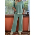 thumbnail image 6 of Short-Sleeved Knitted Trousers Suit Light Green XS, 6 of 7