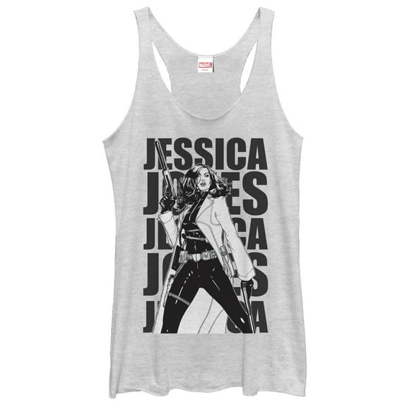 Women's Marvel Jessica Jones Racerback Tank Top White Heather Large