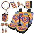 thumbnail image 2 of XYZCANDO Love Tie-Dye Armrest Cover Steering Wheel Cover Car Cushion Cover Seat Belt Cover Keychain Handbrake Cover Fender Cover Lipstick Cover Trash Can Car Coasters Washable, 2 of 7