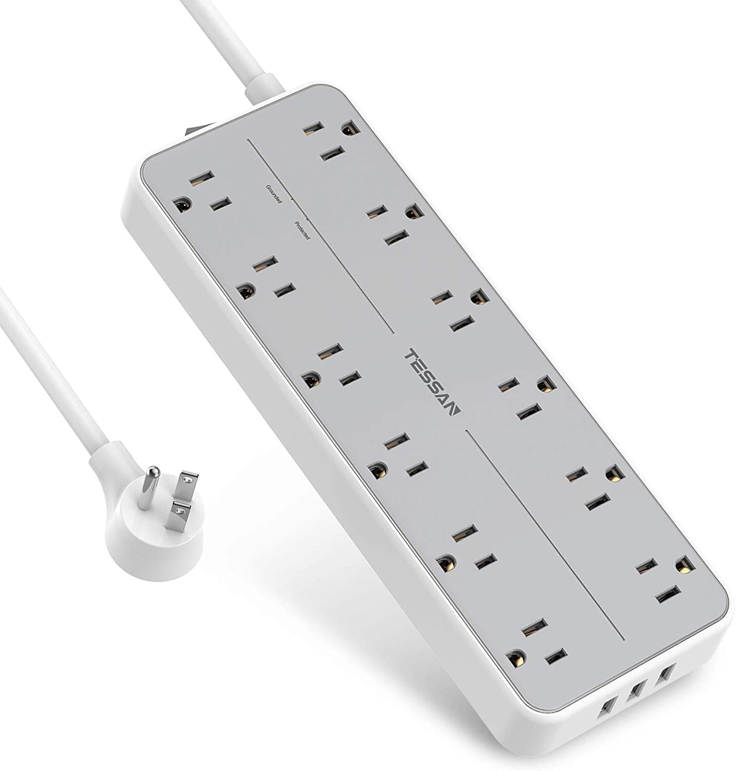 Surge Protector Power Strip With 3 USB Dawht 12 Wide Spaced Outlets 6