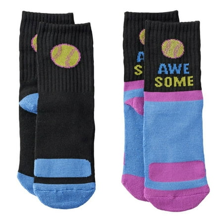 Girl's' 2-Pairs Athletic Crew Socks