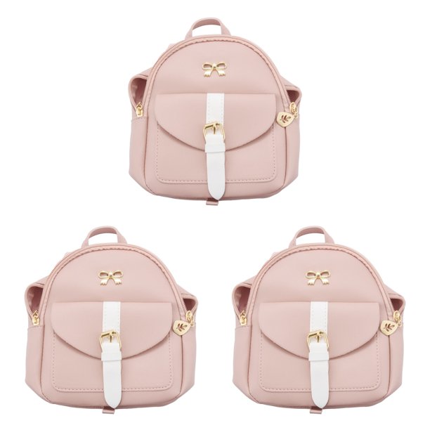 3X Mini Mochila Pequeña Bolsa Diagonal Mochila de Cuero Mochila con Lazo Lindo Billetera para Mujer