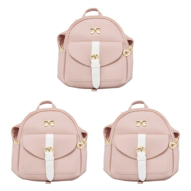 3X Mini Mochila Pequeña Bolsa Diagonal Mochila de Cuero Mochila con Lazo Lindo Billetera para Mujer