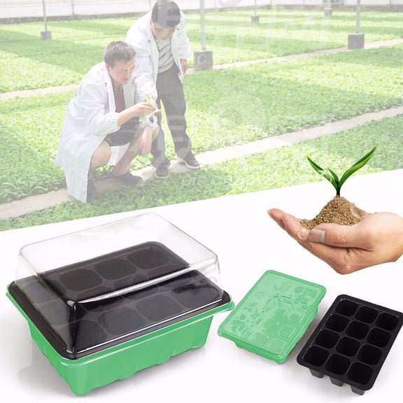 WYBXZ Seed Starting Tray, Nursery Pots Plant Box Tray, Seed Trays Seed Starters Tray, Reusable Plant Germination Trays for Nursery, Greenhouse, Seed Starting, 12 Cells Hole