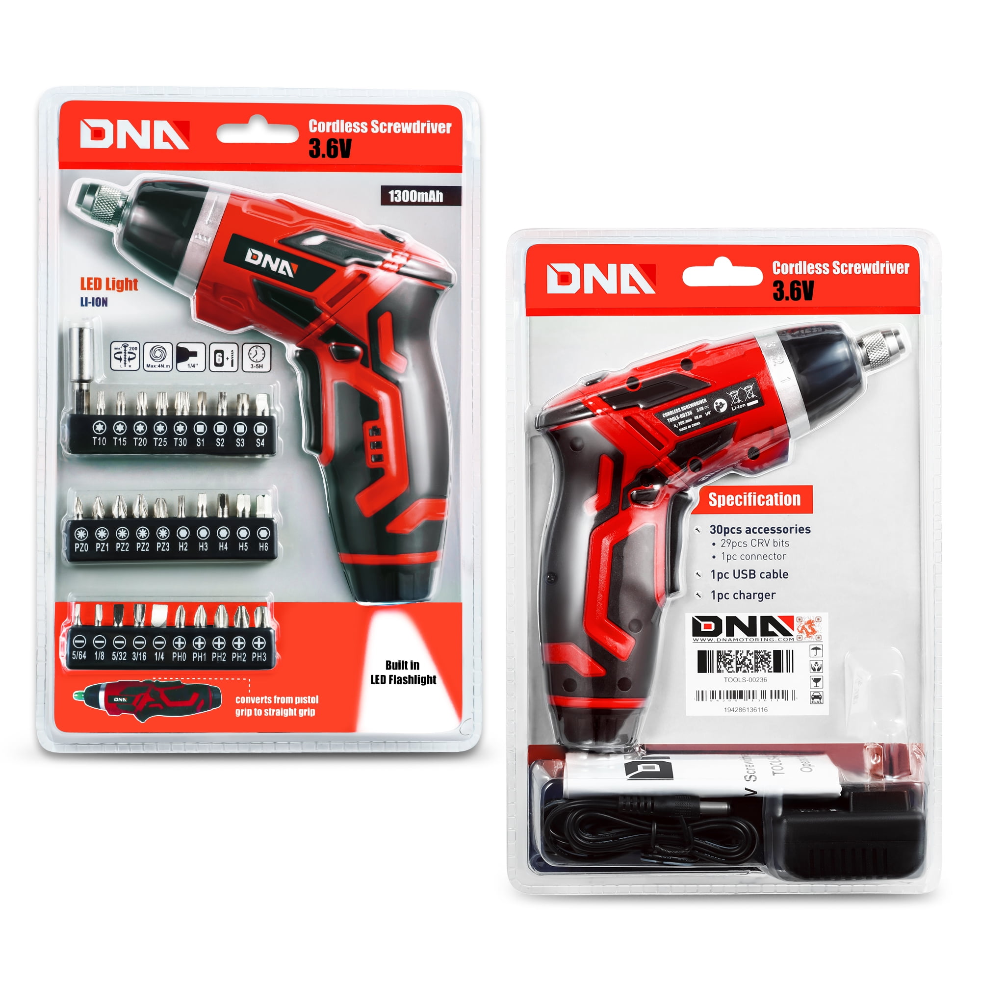 DNA Motoring TOOLS-00237 3.6V Cordless Electric Screwdriver Power Screwdrivers