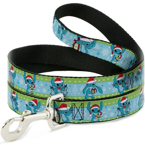 Disney Pet Leash, Dog Leash, Lilo and Stitch Holiday Stitch and Scrump Poses Stripe, 4 Feet Long 0.5 Inch Wide