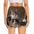 thumbnail image 3 of Picia Cat Family Pattern Women's 2 in 1 Athletic Running Shorts High Waisted Workout Casual Gym Sweat Shorts with Comfy Liner Zipper Pockets-Small, 3 of 9