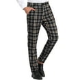 thumbnail image 4 of Lars Amadeus Men's Checked Suit Pants Flat Front Elastic Waist Plaid Pants, 4 of 6