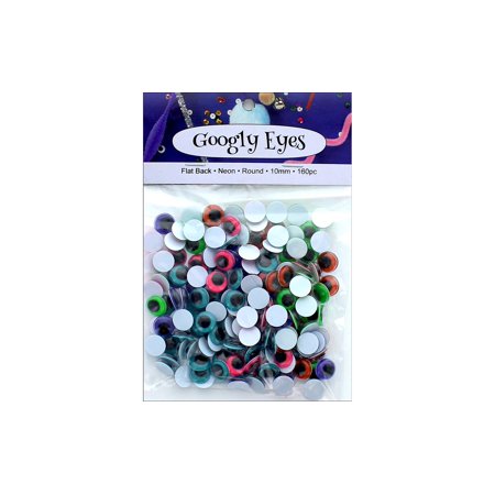 PA Ess Flat Back Eyes Round 10mm 160pc Neon (6 packs)