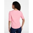 thumbnail image 4 of Time and Tru Women's Ruched Elbow Sleeve Tee, Sizes XS-XXXL, 4 of 6