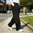thumbnail image 5 of Frnrwgo Men's Heavyweight Sweatpants Loose Fit Drape Drawstring Elastic Waist Multi-Pocket Winter Streetwear Loungewear Pants, 5 of 9