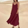 thumbnail image 2 of UoCefik Summer Beach Dresses for Women 2025 Linen Sleeveless Maxi Sundresses with Pockets Red XXL, 2 of 5