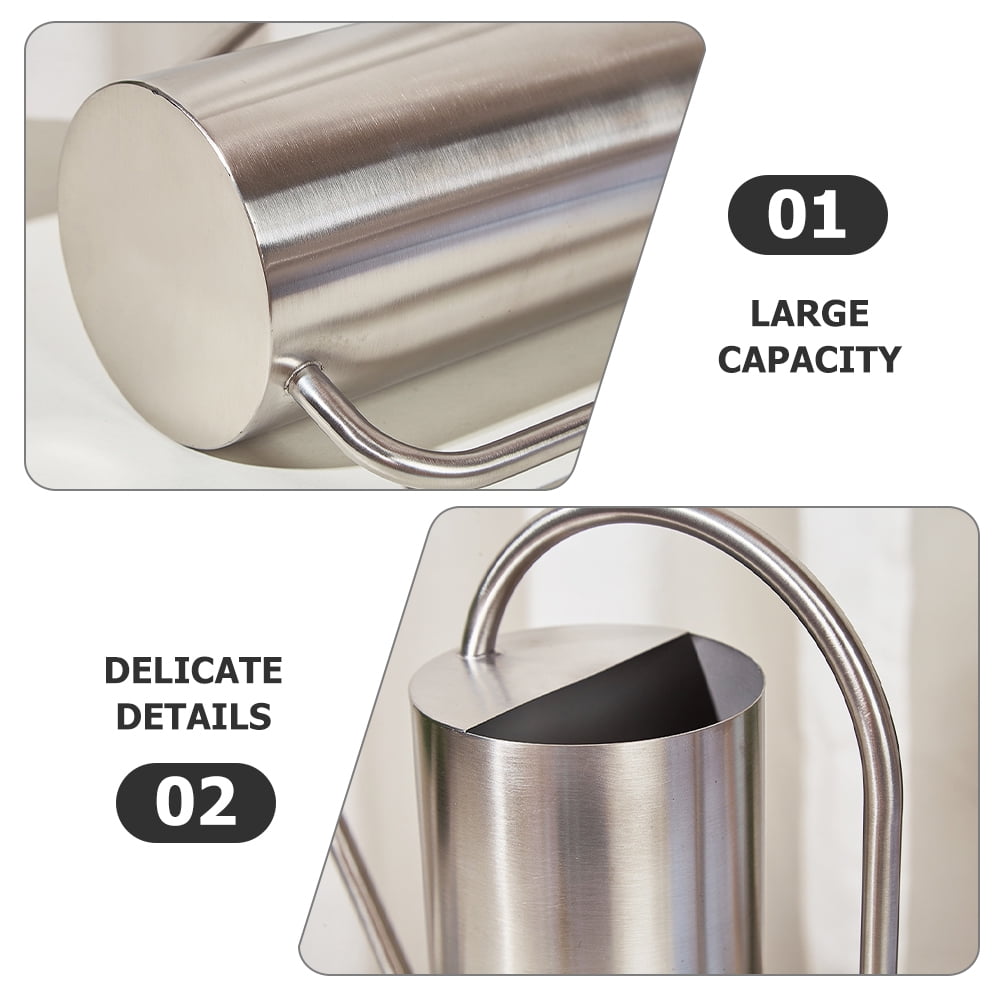 FELTECHELECTR Small Indoor Watering Cans Stainless Steel Silver 1Set