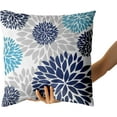 thumbnail image 4 of Navy Blue Throw Pillows Covers 20x20 Set of 2, Purplish Aqua Dahlia Flower Pillow Cushion Cases, Teal Grey Floral Decor Throw Pillows Cover Gifts for Bed Couch Sofa Living Room, 4 of 6