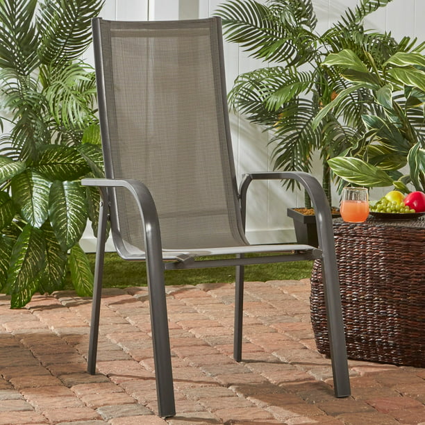 stackable aluminum outdoor chair, grey, set of 2 - walmart
