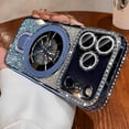thumbnail image 5 of Magnetic Stand for iPhone 17 Pro Case, [Compatible with Magsafe][Built-in Camera Lens Protector] Luxury Glitter Bling Card Soft TPU Diamond Rhinestone Clear Cover for Women Girls 6.3'', Blue, 5 of 12