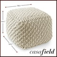 thumbnail image 3 of HLL Square Pouf Ottoman, Natural - 18.5" W x 18.5" D x 14.5" H Cotton Knit Foot Stool - Boho Floor Pouffe for Living Room, Bedroom, Home Office, 3 of 6