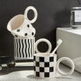 thumbnail image 4 of Naiyafly Toothbrush Cup Ins Wind Little Red Book Multi-function Cup Male and Female Couples Wash Cup Toothbrush Cup Black and White Checkerboard, 4 of 9
