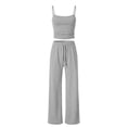thumbnail image 5 of Women's Ribbed Tank Top and Oversized Wide Leg Pants Set, Soft Casual Loungewear Two Piece Outfit with Drawstring Waist, Relaxed Lazy Style Home Wear Suit for Daily Lounge and Casual Wear Light Ashy, 5 of 7