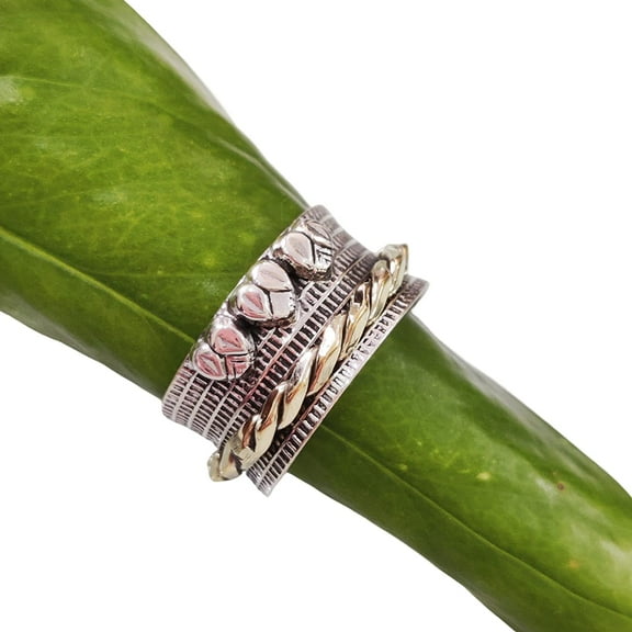 Infinity Spinner Band, Meditation Ring, 925 Sterling Silver Ring, Spinning Thumb Ring, Two Tone Ring, Fidget Ring, Handmade Jewelry, Christmas Oxidized, Womans Band Ring, Anxiety Ring, Mans Band Gifts