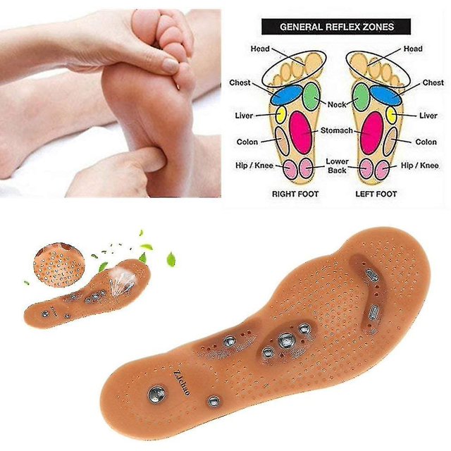 2 pares de plantillas de terapia magnética para estimular los puntos de presión (marrón)