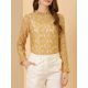 thumbnail image 5 of INSPIRAR CHIC Blusa de Encaje de Ganchillo para Mujeres con Cuello de Volantes Floral Transparente S Amarillo-1, 5 of 7