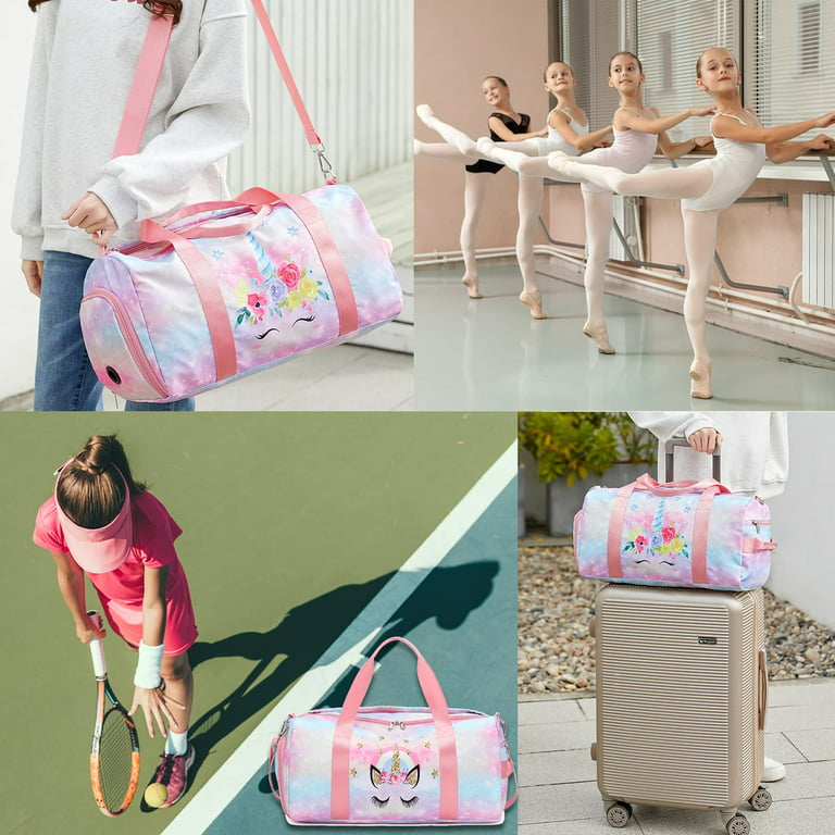 Duffle Bag for Girls Unicorn Dance Bag for Girls Weekender Carry On  Overnight Bag for Kids Sports Gym Bag with Shoes Compartment